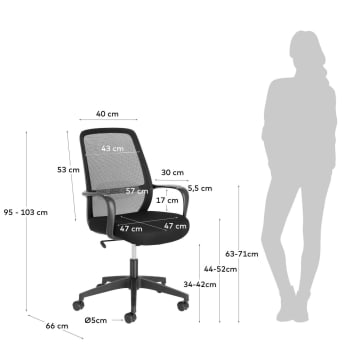 Melva office chair in black - sizes