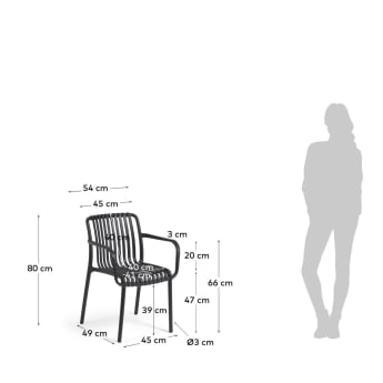 Chaise de jardin Isabellini noire - dimensions