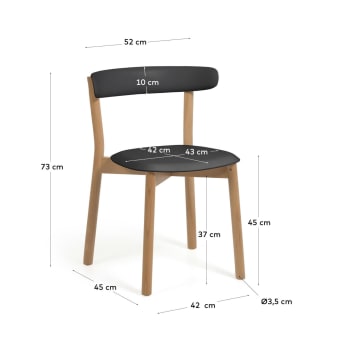 Καρέκλα Santina, μαύρο και μασίφ ξύλο οξυάς - μεγέθη