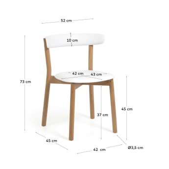 Καρέκλα Santina, λευκό και ξύλο οξυάς - μεγέθη
