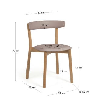 Καρέκλα Santina, καφέ και ξύλο οξυάς - μεγέθη