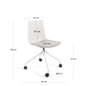 Καρέκλα γραφείου Ralfi, λευκό με ανοιχτό γκρι κάθισμα - μεγέθη