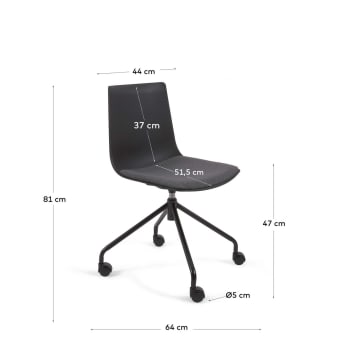 Ralfi black desk chair with black seat - sizes
