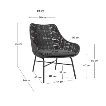 Abeli cord armchair in black - sizes