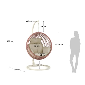 Elianis terracotta hanging chair with base - sizes