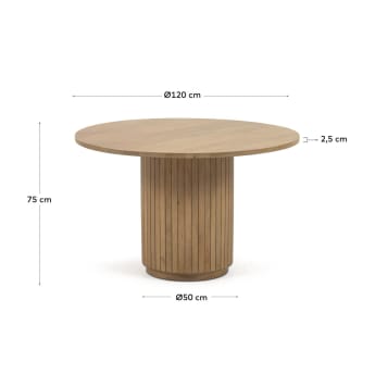 Licia round table made from solid mango wood with natural finish Ø 120 cm - sizes