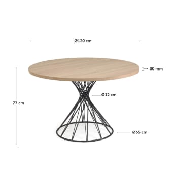Στρογγυλό τραπέζι Niut σε φυσικό φινίρισμα μελαμίνη ατσάλινα πόδια μαύρο φινίρισμα Ø 120cm - μεγέθη