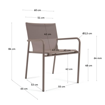 Zaltana outdoor chair in aluminium with a matte brown painted finish - sizes