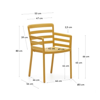 Nariet stackable outdoor chair in mustard - sizes