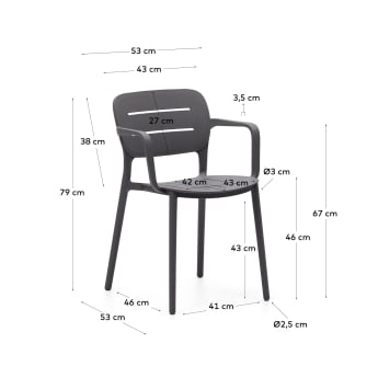 Morella garden chair in grey plastic - sizes