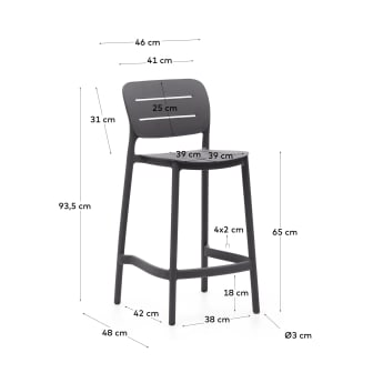 Morella outdoor stool in grey plastic, 65 cm - sizes