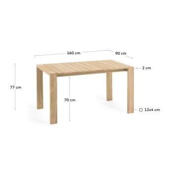 Victoire solid teak outdoor table 160 x 90 cm - sizes