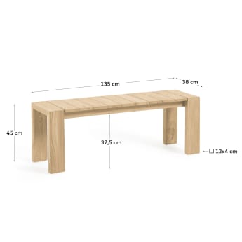 Victoire solid teak outdoor bench 135 cm - sizes
