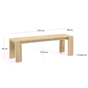 Victoire solid teak outdoor bench 175 cm - sizes