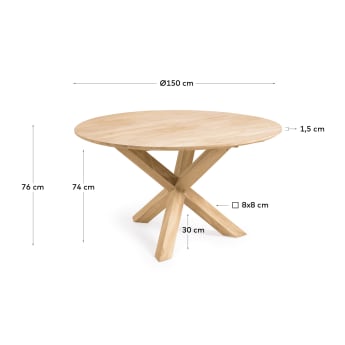 Στρογγυλό τραπέζι εξωτερικού χώρου Teresinha, μασίφ ξύλο τικ, Ø150εκ - μεγέθη