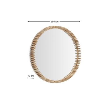 Polke spiegel van teakhout Ø 60 cm - maten