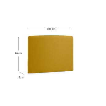 Tête de lit déhoussable Dyla jaune moutarde pour lit de 90 cm - dimensions