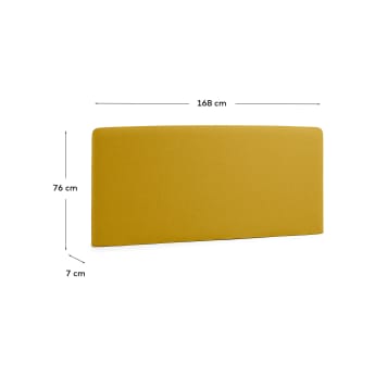 Tête de lit déhoussable Dyla jaune moutarde pour lit de 150 cm - dimensions