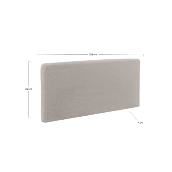 Tête de lit déhoussable Dyla en bouclette gris clair pour lit de 160 cm - dimensions