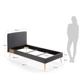 Funda cama Dyla negro para colchón de 90 x 190 cm - tamaños