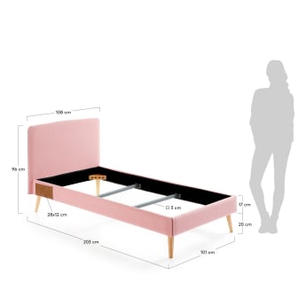 Dyla bed cover for a 90 x 190 cm mattress in pink - sizes
