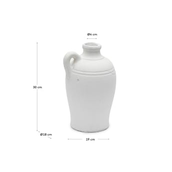 Vase Palafrugell en terre cuite finition blanche 30,5 cm - dimensions