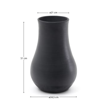 Terracotta vaas Silaia met zwarte afwerking 34 cm - maten