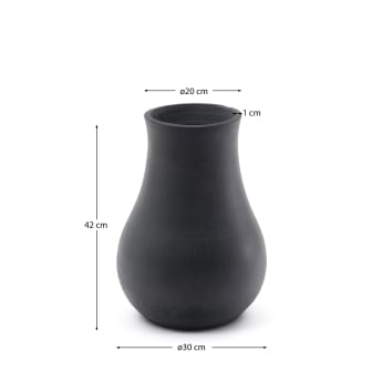 Vase Silaia en terre cuite avec finition noire 30 cm - dimensions