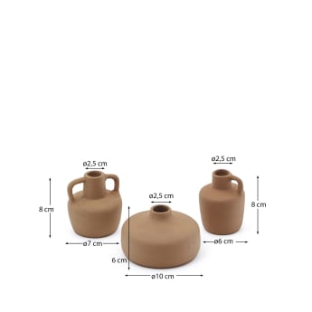 Sofra 3er Set Vasen aus Terrakotta 6 cm / 7 cm / 10 cm - Größen