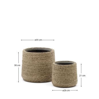 Sigal set of 2 cement plant pots in a natural finish, Ø 24 cm / 31 cm - sizes