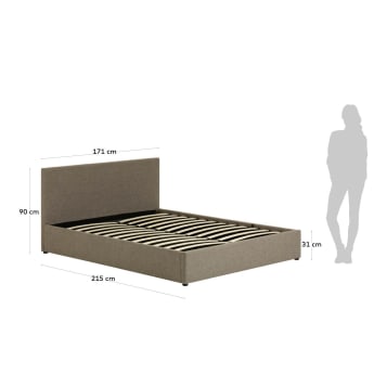 Κρεβάτι με αποθηκευτικό χώρο Nahiri, γκρι, για στρώμα 160x200εκ - μεγέθη