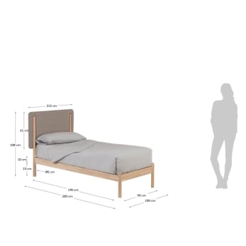 Κρεβάτι Shayndel, μασίφ καουτσούκ, για στρώμα 90x190εκ - μεγέθη