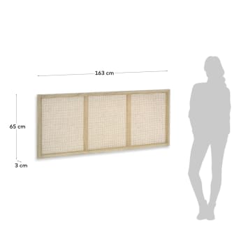 Rexit solid white cedarwood and rattan headboard, for 160 cm beds - sizes