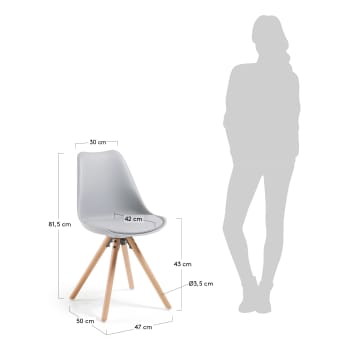 Καρέκλα Ralf, γκρι και φυσικό - μεγέθη