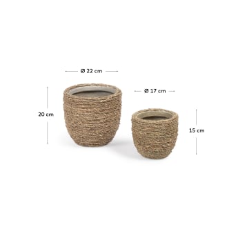 Tamim set of 2 cement pots with natural finish Ø 17 cm / Ø 22 cm - sizes