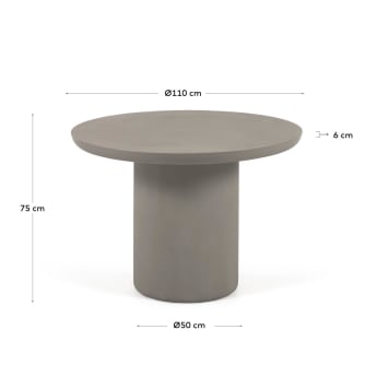 Στρογγυλό τραπέζι εξωτερικού χώρου Taimi, τσιμέντο, Ø 110 εκ - μεγέθη