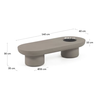 Tavolino Taimi da esterno in cemento Ø 140 x 60 cm - dimensioni