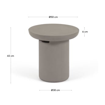 Tavolino da esterno Taimi rotondo in cemento Ø 50 cm - dimensioni