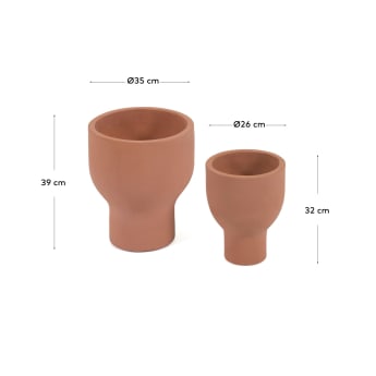 Ensemble Vittorina de 2 cache-pots en terre cuite Ø 26 cm / Ø 35cm - dimensions