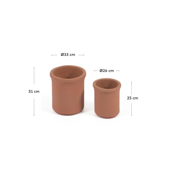 Tarcila set of 2 terracotta plantpots Ø 26 cm / Ø 33 cm - sizes