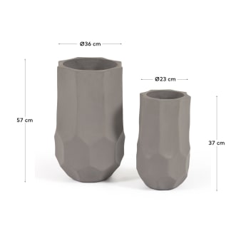 Ensemble Veruska de 2 cache-pots en ciment Ø 23 cm / Ø 36 cm - dimensions