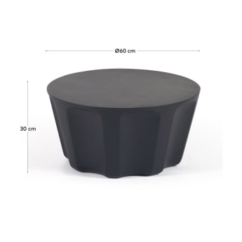 Στρογγυλό τραπέζι σαλονιού εξωτερικού χώρου Vilandra, τσιμέντο σε μαύρο φινίρισμα, Ø 60 εκ - μεγέθη