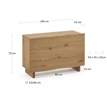 Rasha chest of drawers with oak veneer with natural finish 104 x 73 cm - sizes