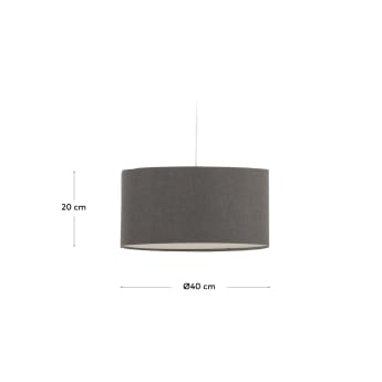 Plafoniera per lampada piccola Nazli in lino con finitura grigia Ø 40 cm - dimensioni