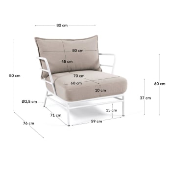Mareluz armchair in white steel - sizes