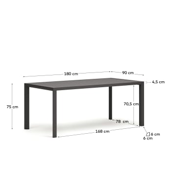 Τραπέζι εξωτερικού χώρου Culip, αλουμίνιο σε γκρι φινίρισμα, 180x90εκ - μεγέθη