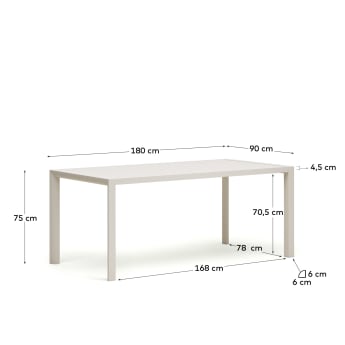 Τραπέζι εξωτερικού χώρου Culip, αλουμίνιο σε λευκό φινίρισμα, 180x90εκ - μεγέθη