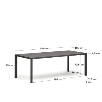 Τραπέζι εξωτερικού χώρου Culip, αλουμίνιο σε γκρι φινίρισμα, 220x100εκ - μεγέθη