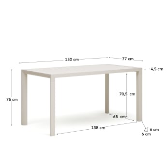 Culip aluminium outdoor table in powder coated white finish, 150 x 77 cm - sizes