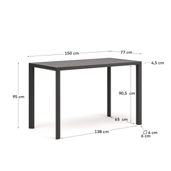 Ψηλό τραπέζι εξωτερικού χώρου Culip, αλουμίνιο σε γκρι φινίρισμα, 150x77εκ - μεγέθη